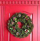 Різдвяний вінок "Elegant" з штучної хвої d-50 см зелений з декором, фото 8