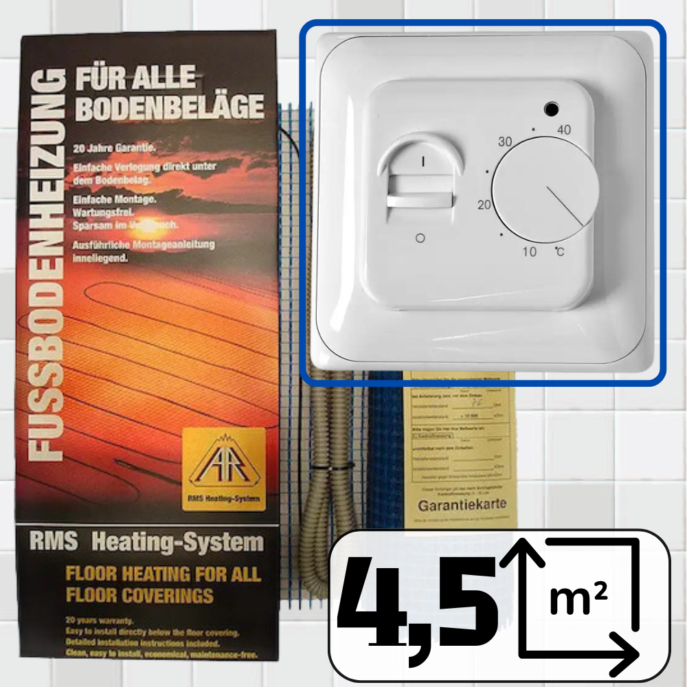 Нагрівальний мат для теплої підлоги  Arnold Rak FH-EC 180 (4,5 м.кв.) + механічний терморегулятор