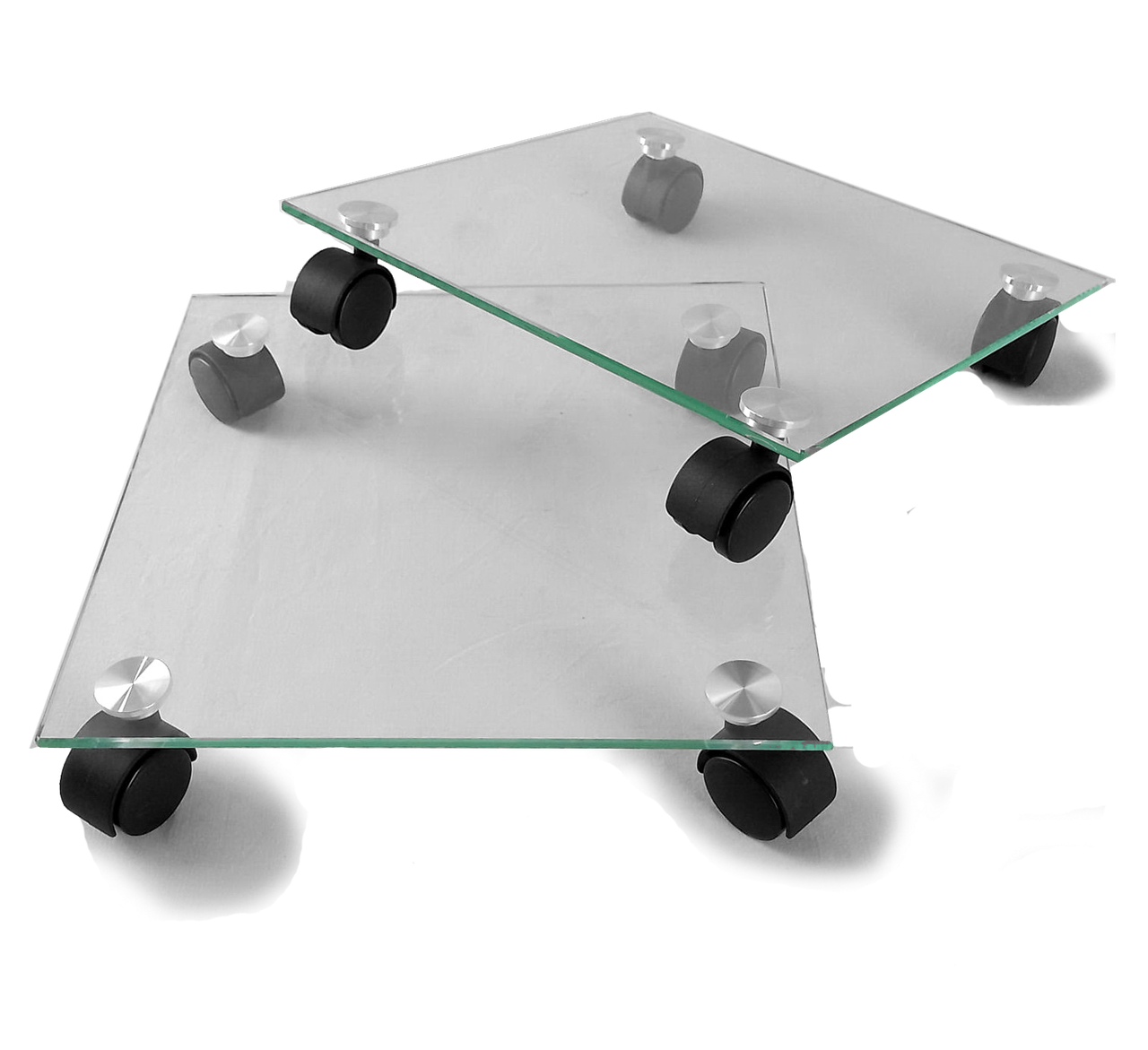 Комплект підставок для квітів 2 шт 300х300 мм зі скла підлогові на коліщатках COMMUS ULTRA VI Kv30 - прозорі (Clear)