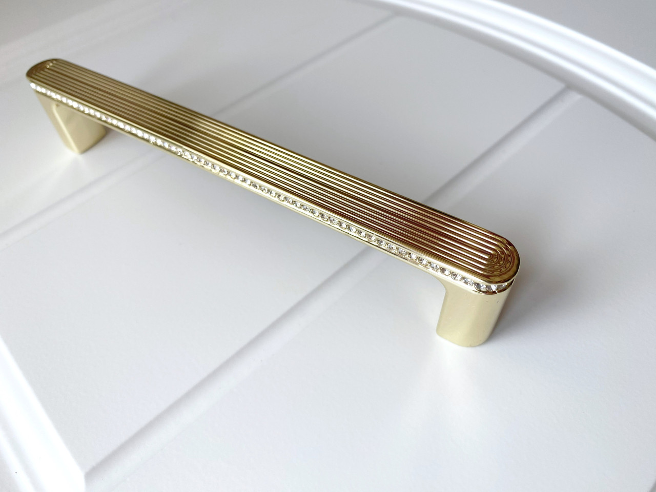 Золоті меблеві ручки з камінням для кухні та інших меблів Better 96мм, фото 1