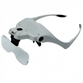 Лупа-очки бінокулярна No9892B2 з LED-підсвіткою 1X, 1.5X, 2X, 2.5X, 3.5X