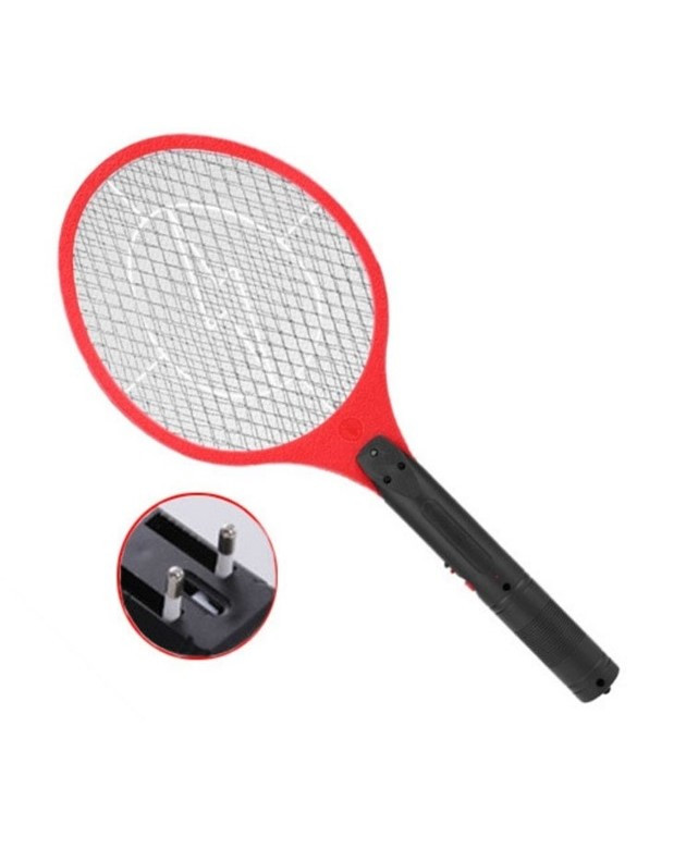 Електрична мухобойка Rechargeable Mosquito-hitting Swatter тришарова акумуляторна Чорно-червоний