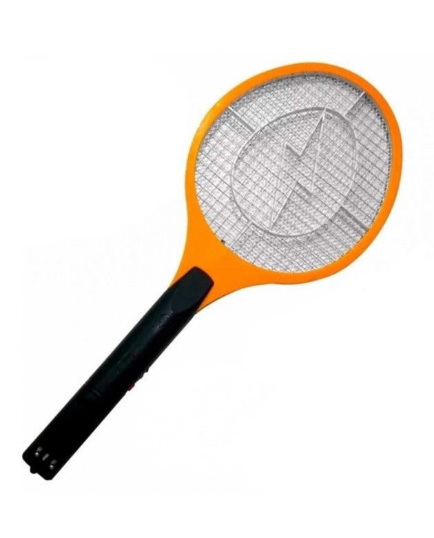 Електрична мухобойка Rechargeable Mosquito-hitting Swatter тришарова акумуляторна Чорно-жовтогарячий