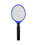 Електрична мухобойка Rechargeable Mosquito-hitting Swatter тришарова акумуляторна Чорно-синій, фото 3