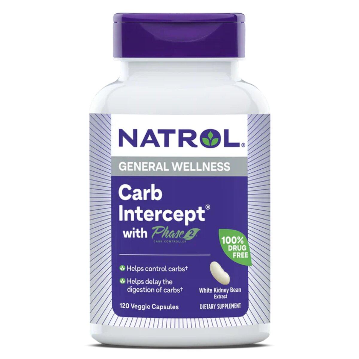 Перехоплювач Вуглеводів Фаза 2, Carb Intercept з Phase 2 Carb Controller, Natrol, 120 рослинних капсул