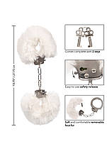 Наручники з хутром, металеві California Exotic Ultra Fluffy Furry Cuffs, білий, фото 5