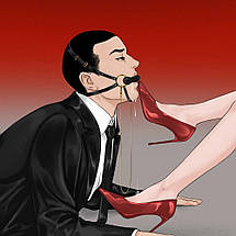 Портупея на голову UPKO з кляпом-вуздечкою та ланцюжком, шкіра, чорний, фото 2