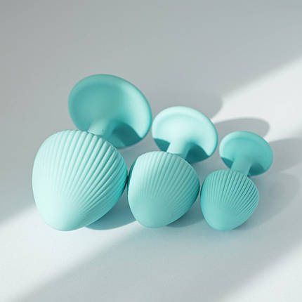 Набір анальних пробок з рельєфом UPKO The Mushroom силіконові, блакитні, 3 шт., фото 1