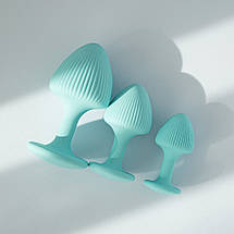 Набір анальних пробок з рельєфом UPKO The Mushroom силіконові, блакитні, 3 шт., фото 2