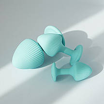 Набір анальних пробок з рельєфом UPKO The Mushroom силіконові, блакитні, 3 шт., фото 4