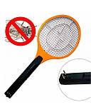 Електрична мухобойка Rechargeable Mosquito-hitting Swatter тришарова акумуляторна Чорно-жовтогарячий, фото 3
