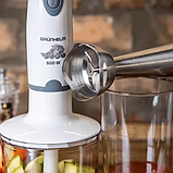 Занурювальний блендер Grunhelm EBS-600SS 600 Вт на 2 швидкості чаша на 600 мл з мірним стаканом, фото 7