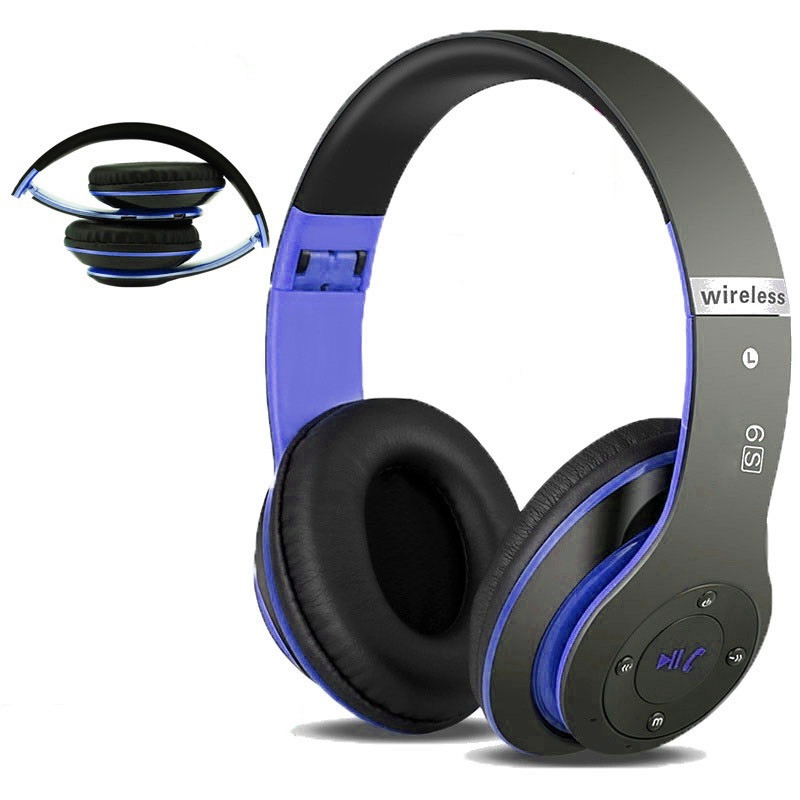 Бездротові навушники повнорозмірні/накладні з Bluetooth 5.0/FM/TF карта A6S сині (GS-58583)