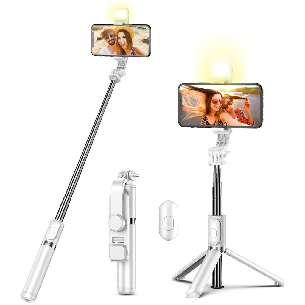 Селфі палиця/трипод/штатив з підсвіткою і пультом 360° вертикальна/горизонтальна записка для Android/iOS Q02s, фото 1