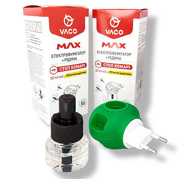 Набір фумігатор + рідина 30 ночей від комарів VACO MAX Польща