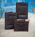 УБД Шкіряна обкладинка на убд з Тризубом Гербом України коричнева, фото 7