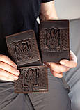 УБД Шкіряна обкладинка на убд з Тризубом Гербом України коричнева, фото 6