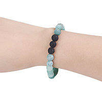 Браслет Finding Намистин куля на силіконовій волосіні агат вулканічний камінь Бірюзовий чорний 20.5 см