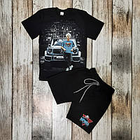 Дитячий літній костюм А4 (футболка + шорти) для хлопчика Влад Світиться в темряві 116-122 Чорний