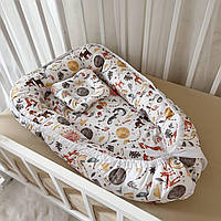 Кокон Міні "Сафарі" з ортопедичним матрацем та подушкою Кавовий Поплін(наповнювач-силіконізовані