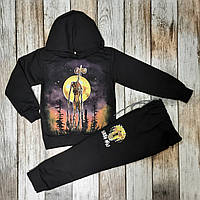 Дитячий весняний спортивний костюм (худі + штани) на хлопчика СИРЕНОГОЛОВИЙ Світиться в темряві 122-128 Чорний