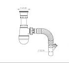 Сифон для умивальника 65мм діаметром з гнучкою трубою 32мм труба TPTS-1410 з відводом під посудомийну машину, фото 3