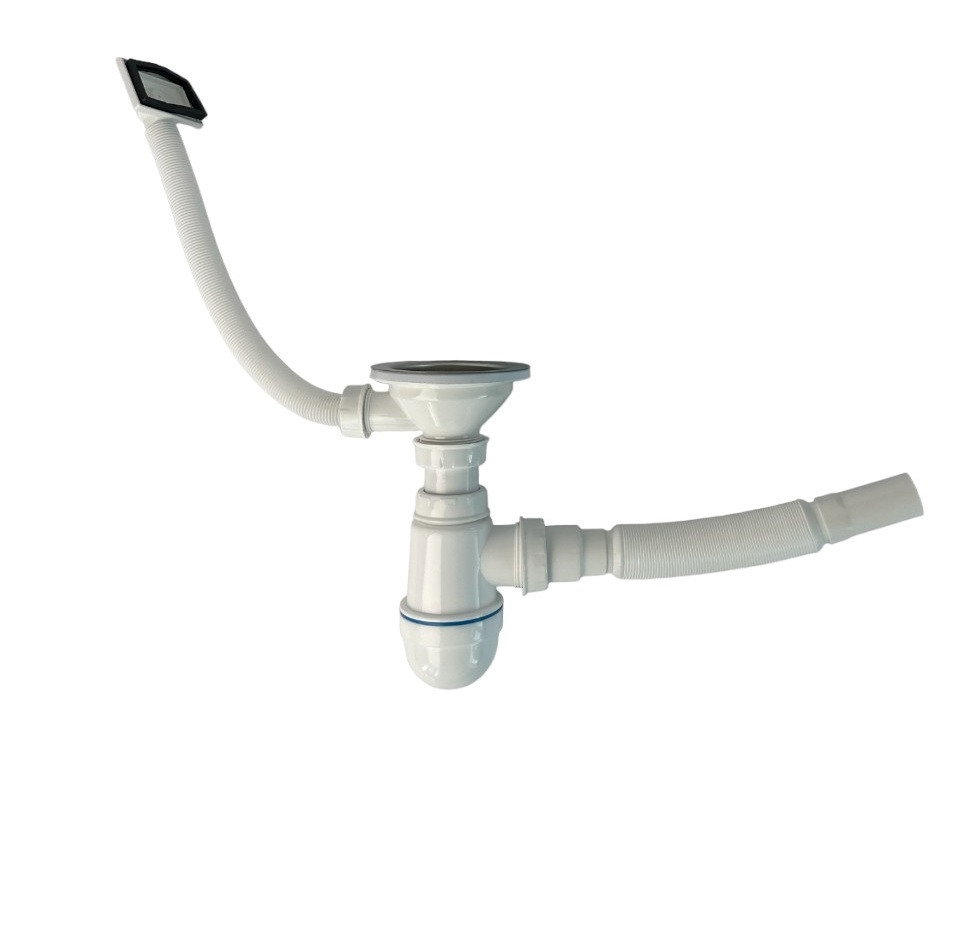Сифон для кухонної мийки 115мм діаметром з гнучкою трубою 32мм труба TPTS-5100 з переливом, фото 1