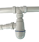 Сифон для подвійної кухонної мийки 115мм діаметром TPTS-6130 з трубою 32мм труба, фото 5