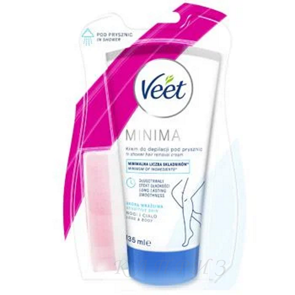 Крем для депіляції в душі для чутливої шкіри Veet MINIMA 135 мл, фото 1