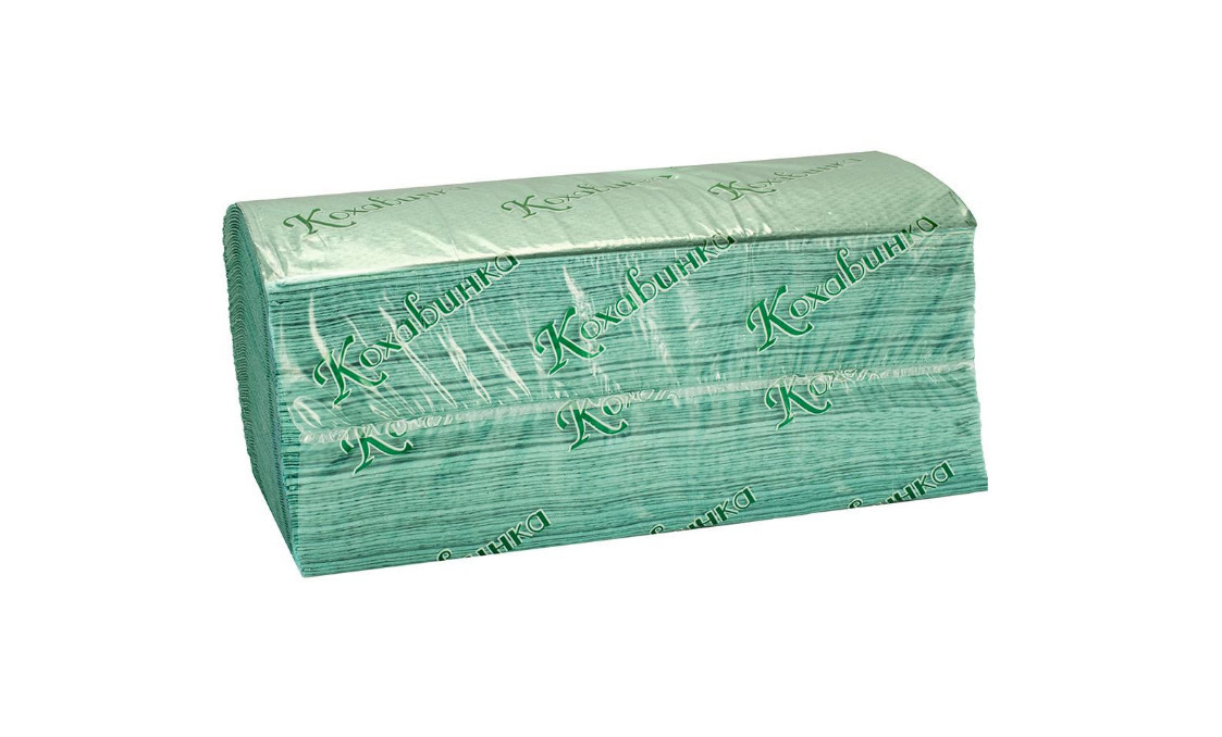 Рушники паперові V-складання, зелені (200арк/уп) (4820032450071)