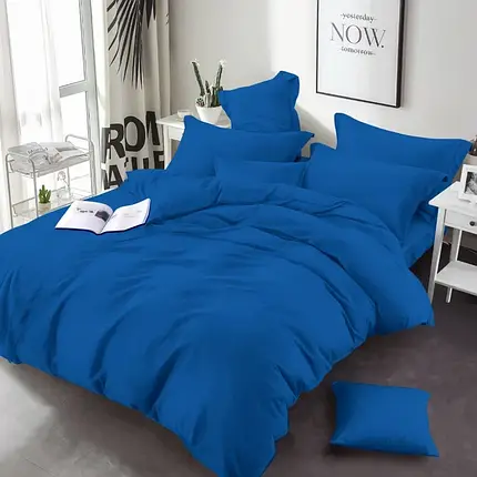 Синя однотонна тканина 220 см для постільної білизни Бязь Gold Lux, рулон 50м, Пакістан, фото 1