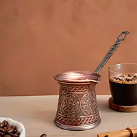 Класична  турка для кави на 100 мл, турецька джезва на 2 персони з вінтажним візерунком