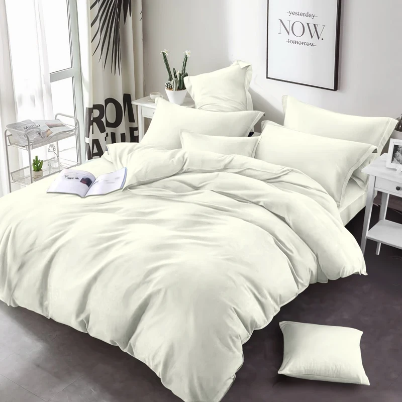 Кремова однотонна тканина Бязь Gold Lux 220 см для пошиття постільної білизни, рулон 50 м, Пакистан