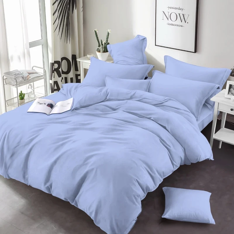 Бавовняна блакитна однотонна тканина Бязь Gold Lux 220 см для постільної білизни, рулон 50 м, Пакистан