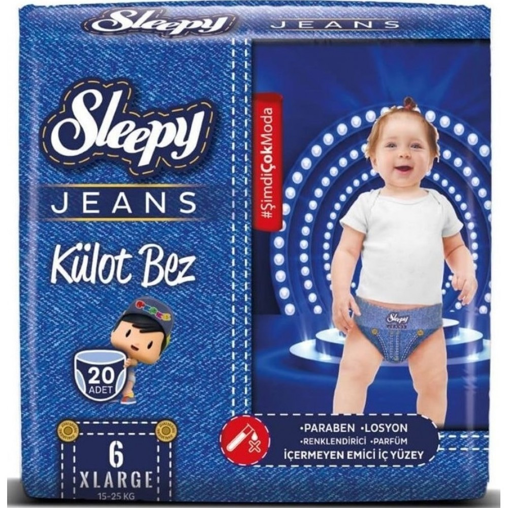 Підгузки-трусики дитячі Sleepy Jeans XLarge 6 (15-25 кг) 20 шт