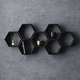 Полиця для книг настінна 975 мм, оригінальні полиці соти з натурального дерева на стіну для декору кімнати, фото 2