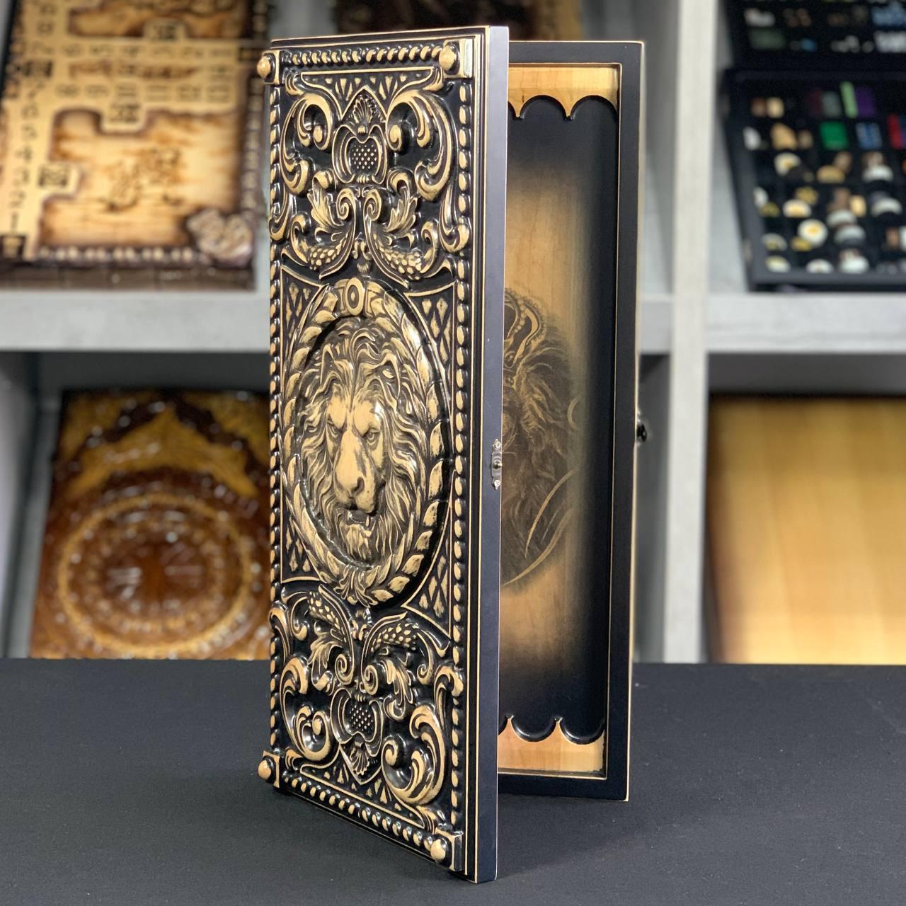 Нарди дерев'яні подарункові Лев 50×23 см довгі нарди, фото 1