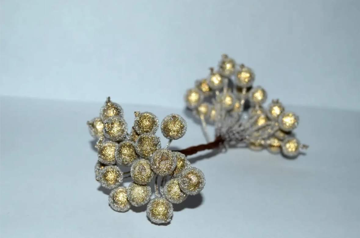 Букет калина в цукрі. Колір золото, фото 1