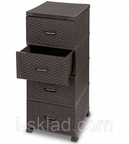 Комод на 4 шухляди Консенсус Ротанг Серый