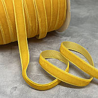 Велюр стрічка 1 см , колір- темно-жовтий, метр, Жовтий