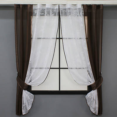 Кухонні шторки (280х170см.)  на карниз 1,5м. Колір венге з білим. Код 083к 52-0911