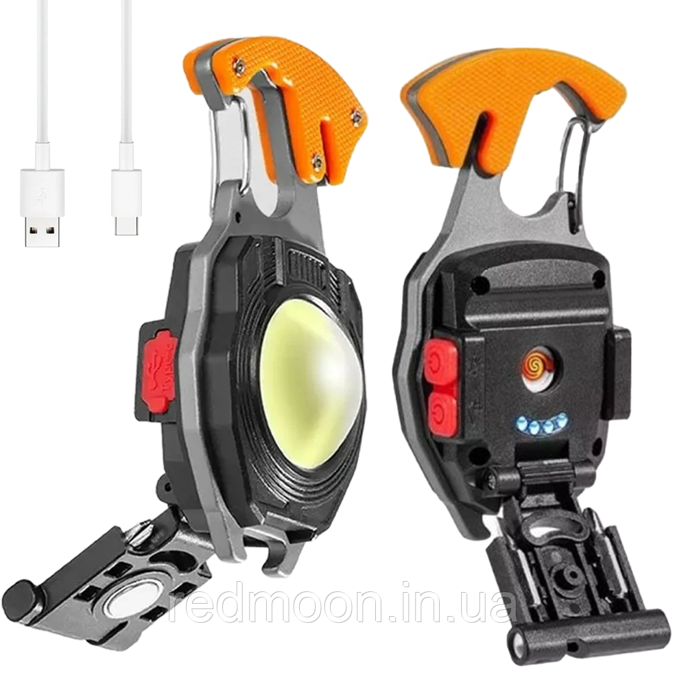 Акумуляторний LED ліхтарик-брелок з карабіном від USB, W5147 / Міні ліхтарик / Ліхтарик брелок для ключів