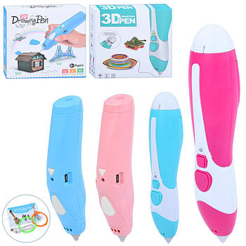 3D Ручка для дітей (15,5см, світло, USB зарядне, 3 кольори) K9912-20