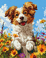 Картина за номерами Собака у квітах ©art_selena_ua 40х50 см Ідейка (KHO6624)