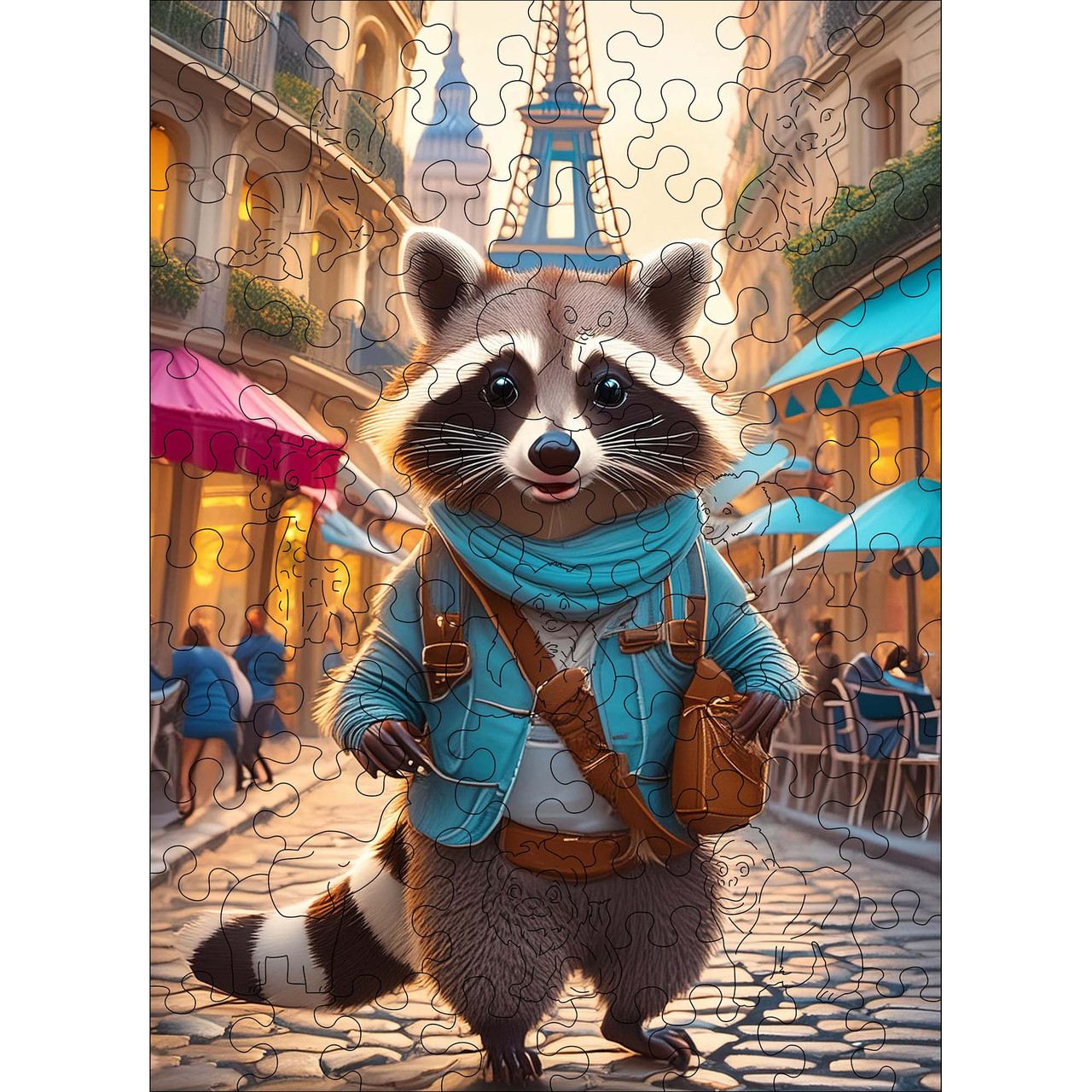 Дерев'яний дитячий пазл Woods Story Єнот, фото 1