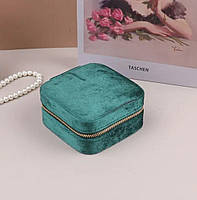 Дорожня оксамитова скринька для зберігання ювелірних виробів,  Зеленого кольору.