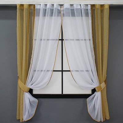 Кухонні шторки (280х170см.), на карниз 1,5м. Колір коричневий з білим. Код 083к 52-0914