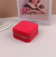 Дорожня оксамитова скринька для зберігання ювелірних виробів, Бордового кольору.