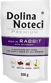 Вологий корм для дорослих собак Dolina Noteci Premium з кроликом та журавлиною 500г
