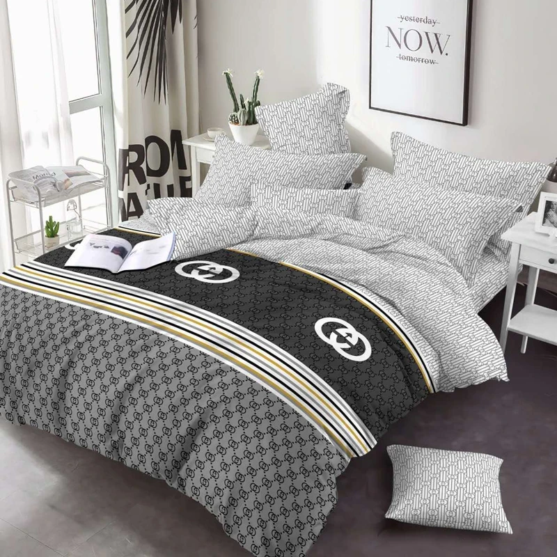 Набивна сіра Бязь Gold Lux 125г принт логотип бренда, бавовняна тканина 220 см для постільної білизни, рулон 50 м Пакистан